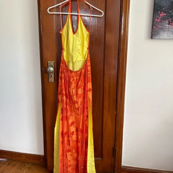 Vibrant Orange Chemise with Red Embroidery - Picture 6 of 10